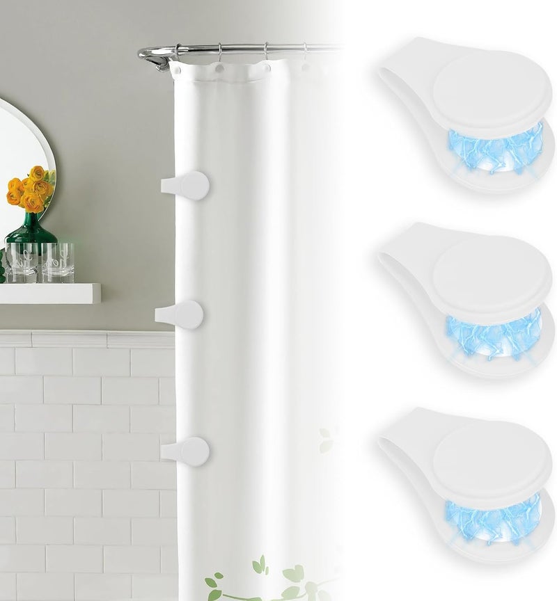 PRATIQUE 3PCS Silicone Magnetic Shower Curtain Clips for Liner, Self Adhesive Bathroom Windproof Splash Proof Multifunctional Fixed Clip Keep Curtain Liner Closed to Wall Shower Curtains Keeper - Image 1